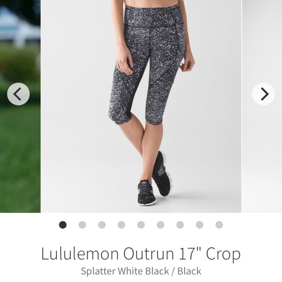 Lululemon Outrun 17" Crop Leggings Women’s size 6 in Splatter White/Black - Picture 1 of 8